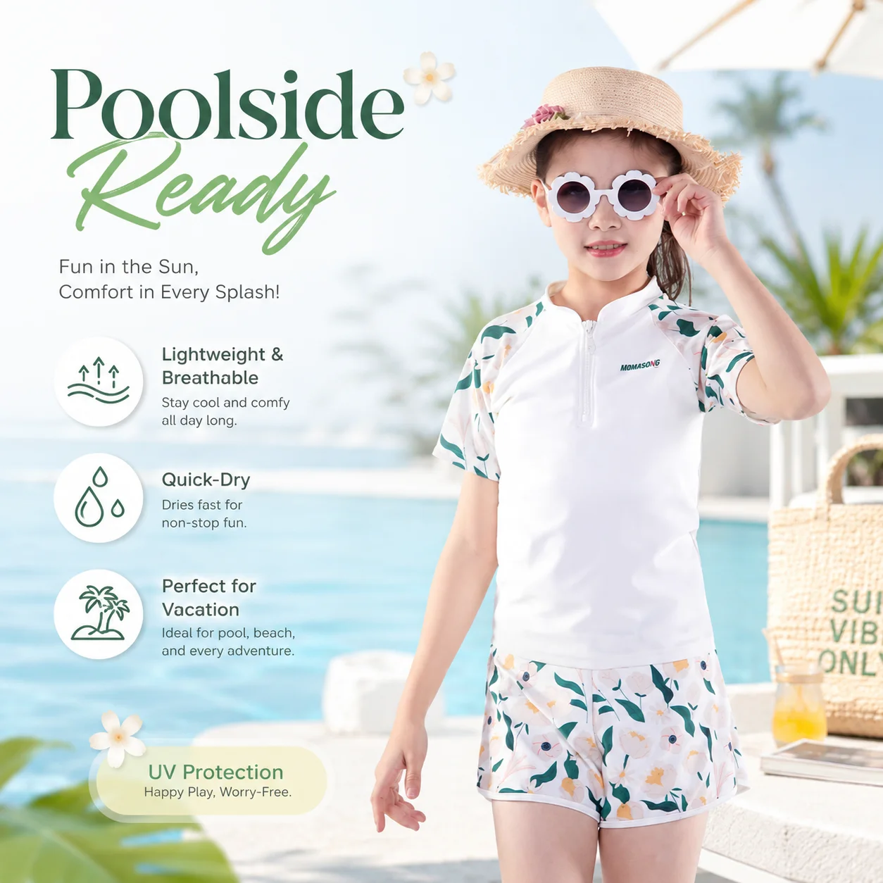 Boys Shark Print Rash Guard Set – Tropical Bloom