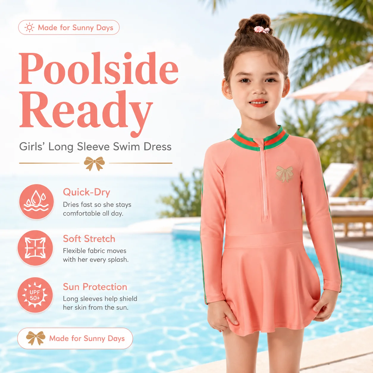 Girls Premium One-Piece Swimsuit – Coral Reef