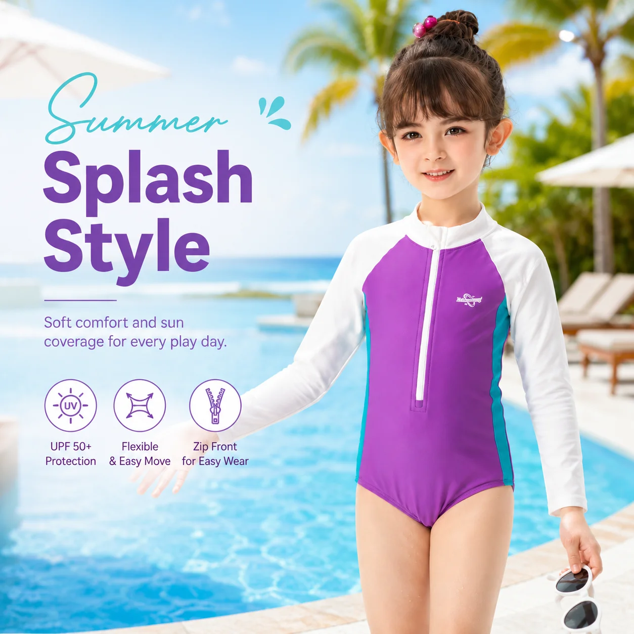 Kids Wide Brim UV Sun Hat – Sunset Glow